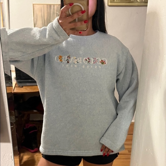 sansegal Sweaters - Vintage floral embroidery Colorado blue oversized sweater